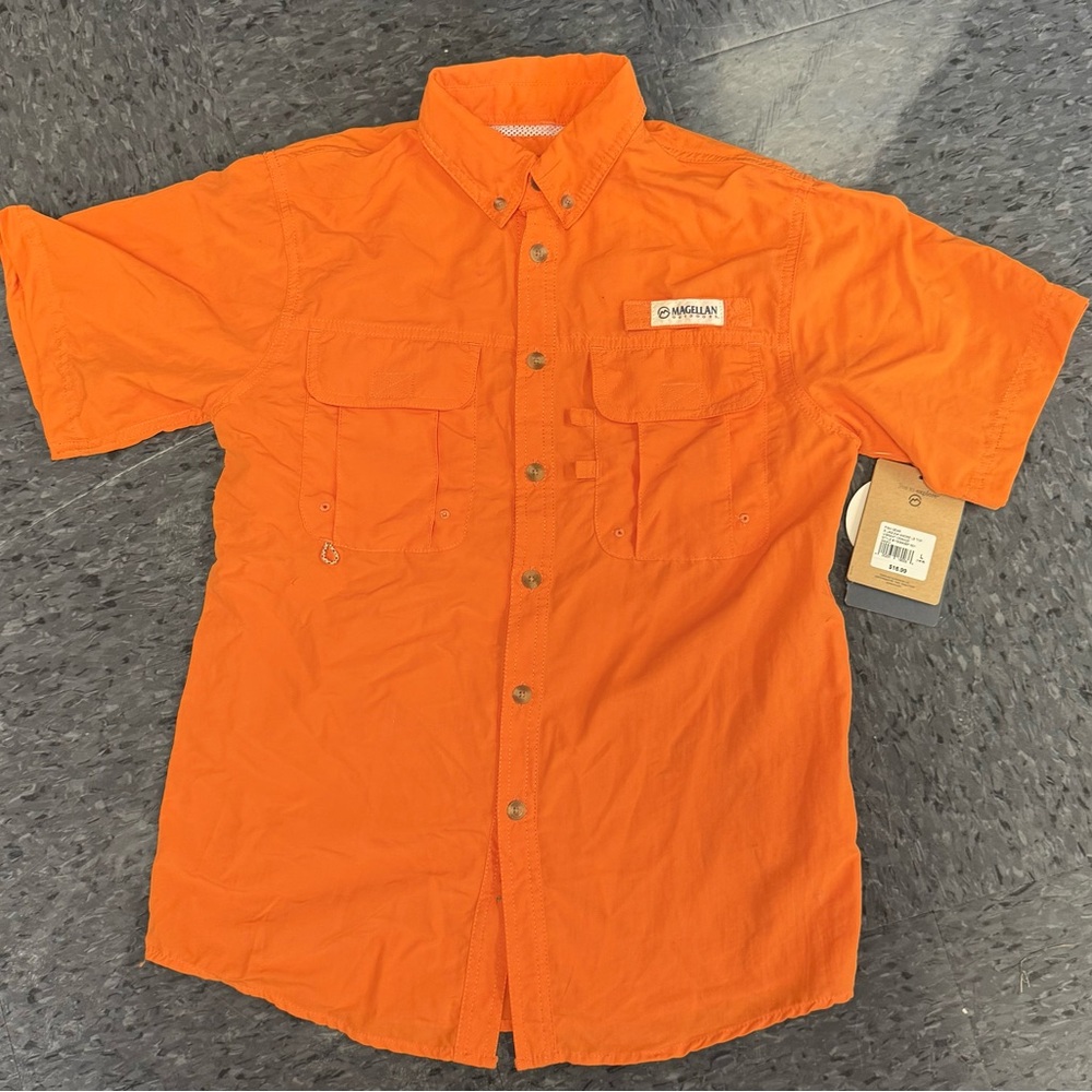 Magellan Outdoors Bright Orange Button Down Shirt